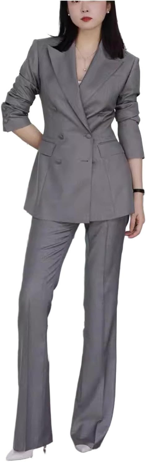 Women's Suit Double Breasted Buttons Jacket Pants Office Work Activity Tuxedo