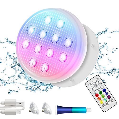 BOXPSII Rechargeable Submersible LED Pool Light Remote -