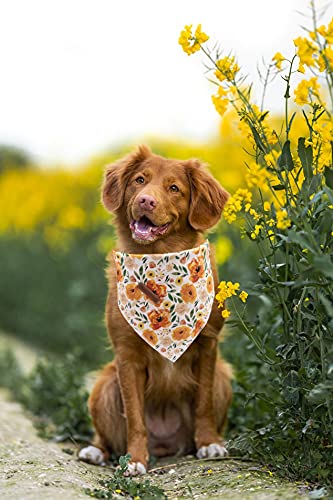 Elegant Little Tail Dog Bandanas - 1Pack Floral Print Washable Dog Scarf Female Square Dog Bib Kerchief Scarf Adjustable Pet Bandana For Medium Large Dogs #TOP4