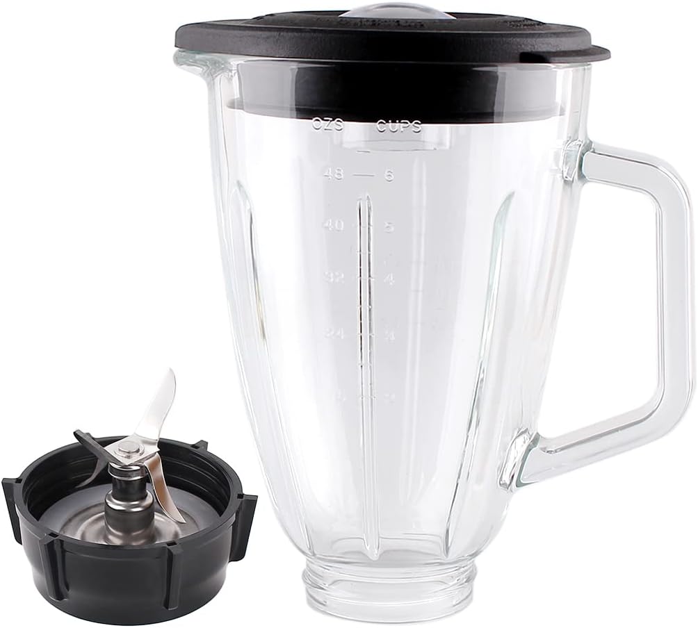 Replacement parts 6-Cups Glass Jar With 4-fins Blade, Compatible with Oster Blenders