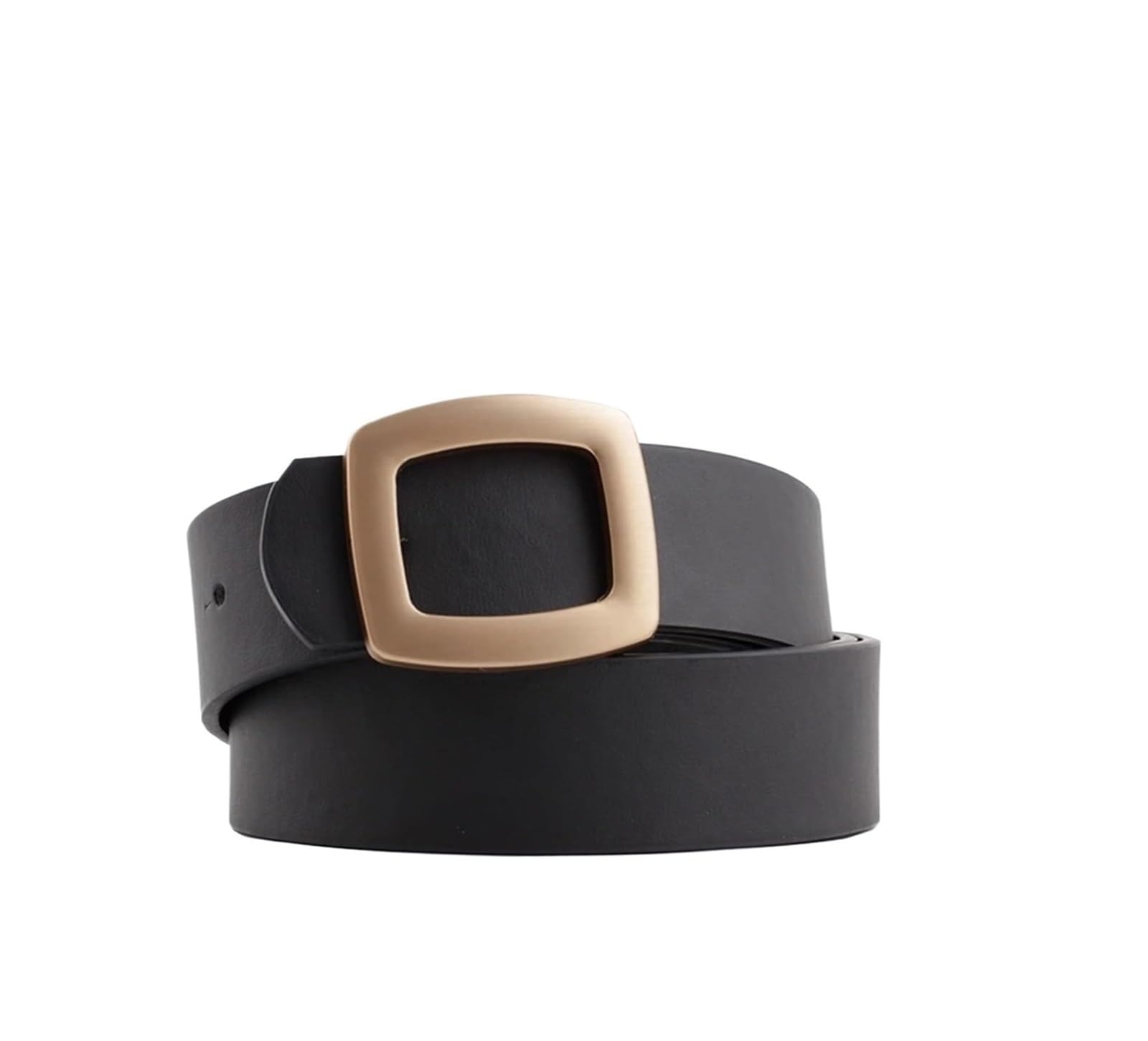 dfEDRd Ladies Waist Belt, 105cm Women Simple Gold Square Pin Buckle Belt Candy Color Leather Jeans Waistband(Black)