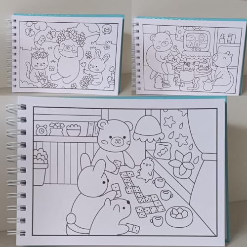 Kit Livro De Colorir Comfy Ursinho Bobbie Capa Dura 96 Páginas C/48 Ilustrações Desenhos + Conjunto