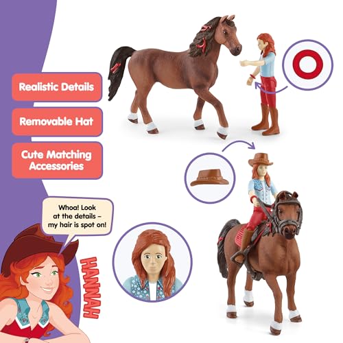 Image of Schleich Horse Club - 10Pc Hannah & Cayenne Playset - Kids 5+ | 42539 | Horse Figurine, Equestrian Toy for Girls 5+, Realistic Horse Toy, Screen-Free Imaginative Pretend Play, Party Gifts