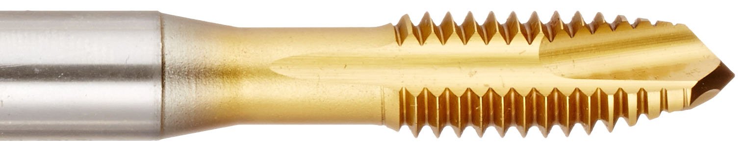 YG-1 I2 Series Vanadium Alloy HSS Spiral Pointed Tap, TiN Coated, Round Shank with Square End, Plug Chamfer, 1