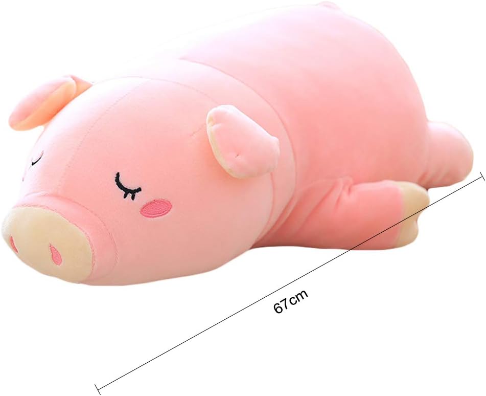 EHOTONG Pig Plush Pillow, Piggy Soft Hugging Pillow Funny Cute Pig Stuffed Animal Toys Christmas Birthday Girlfriend Gift, 27 inch