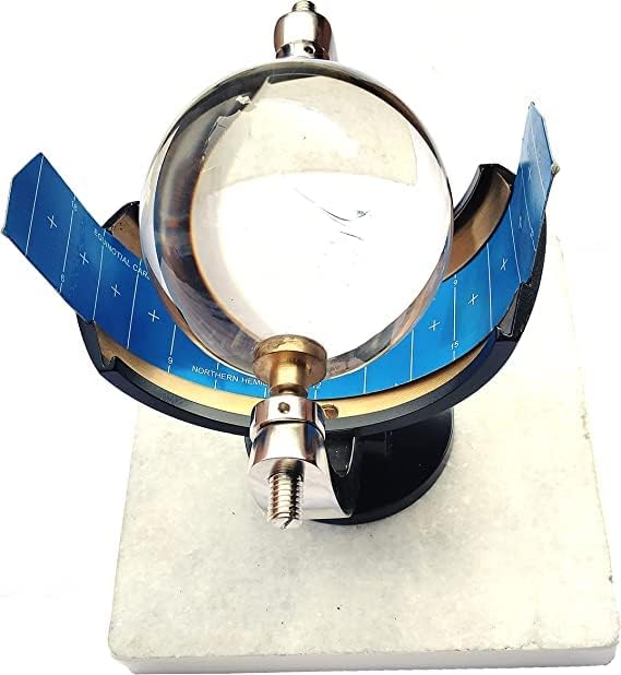 Sana Nautical Sun Shine Recorder Optical, Campbell-Stokes Recorder Complete with One Year Chart Strips and Wooden Box, Vintage Style Glass Sphere Ball