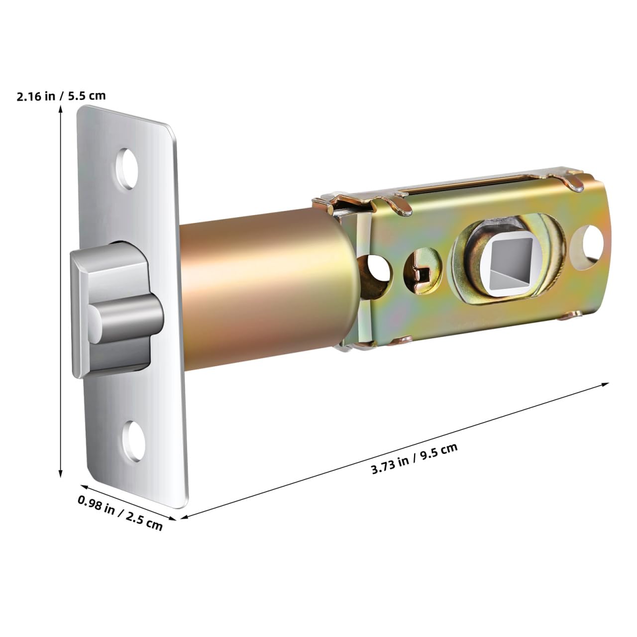 VOSAREA Adjustable Door Latch – 60/70mm Backset, 45° Turning Angle, 8mm Square Drive, Zinc Alloy, Golden Finish – For Knob & Lever Handles