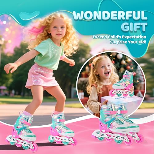 NEMONE Inliner für Mädchen 4 Größen Verstellbar Blau Violett für Kinder Drinnen und Draußen