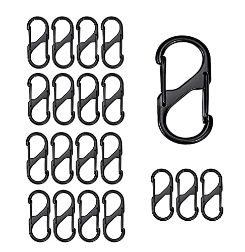 10 Stück S Karabiner,Haltbarer S-förmiger schwarzer Karabiner,60mm S-förmiger schwarzer Karabiner für Haushalt, Wandern, Outdoor, Angeln,Campingkarabiner (10PCS 60mm S Karabiner)