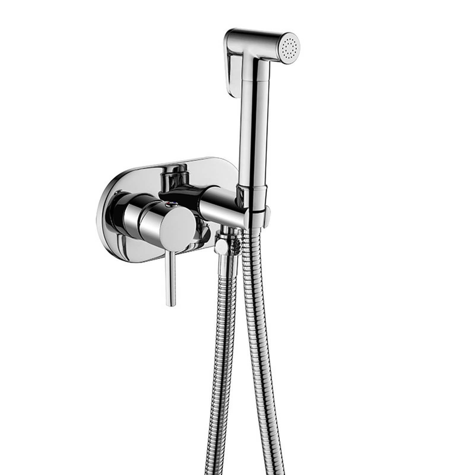 Grifo WC Higieni en Estilo Simple para Baños Modernos con Manguera de 1,5 M y Monomando de Cromo