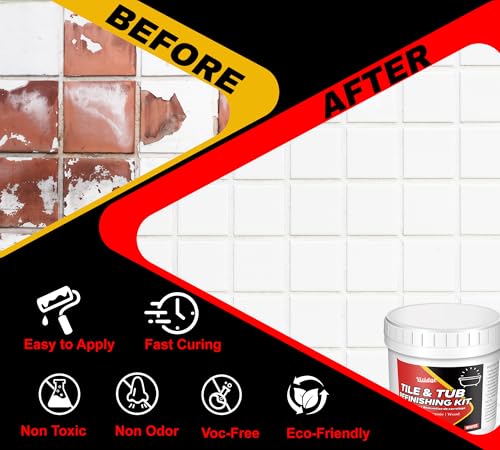 Kit de renovación para bañeras y azulejos, 35oz con herramientas completas y endurecedor, pintura cerámica blanca brillante impermeable y sin VOC miniatura 4