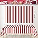 4 Stück Rote und Weiße Streifen Tischdecken, Karneval Thema Party Dekorationen, 130 x 270cm Plastik Tischdecke, für Zirkus Party, Movie Night, Kindergeburtstag, Picknick