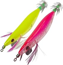 طعم صيد كاليماري روبيان حجم مع 2 ذيل بضوء قابل لإعادة الشحن، قطعتين لون رقم 97