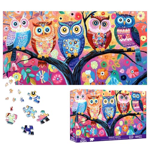 Rompecabezas de 1000 piezas familiar, divertido juego de mesa de búho de papel