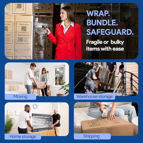Image of International Plastics Co. 4 Pack of 18 inch Plastic Stretch Film Wrap 1200 feet Each 500% Stretch Ability