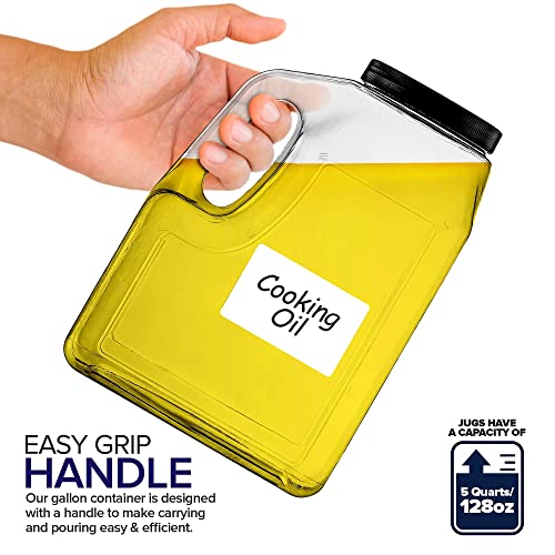 Stock Your Home Wide Mouth Gallon Jugs (2 Pack) - 128 Ounce Rectangular Oblong Gallon Container - Clear Plastic Jugs With Handle For Home, Commercial Or Restaurant Use #TOP3