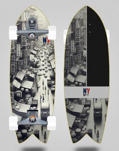 Cromic Surfskate Complete With Surf Skate Trucks T12 - Ny Town 32 Fish Cromic Surfskate Complete With Surf Skate Trucks T12 - Ny Town 32 Fish