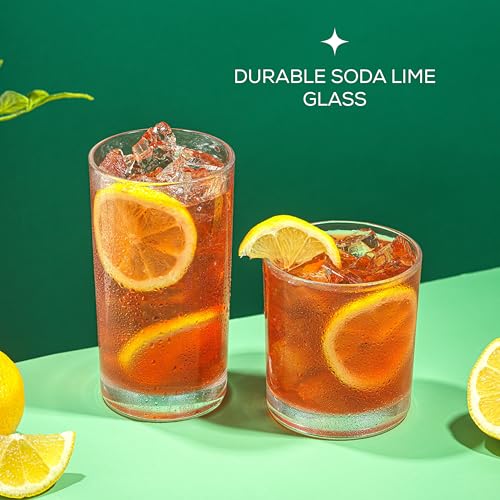 image for JoyJolt Alain Drinking Glasses Set of 8 Glass Tumblers. Highball 14oz 