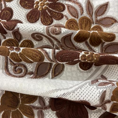Image of Homerz Premium 'Surya Series' Sofa Cover | Stylish Sofa Protector | Net Fabric | Anti-Stain & Washable Slip Cover Exact Size Antislip (Daisy Brown, 7 (3+2+2) Seater, Only Seat Cover)