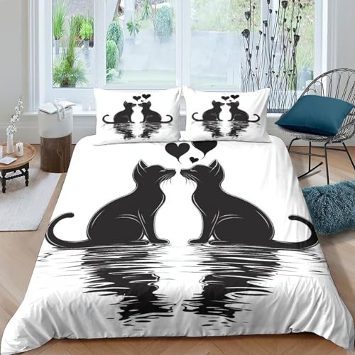 Parure de couette illustration vectorielle chats 3D en tissu microfibre durable