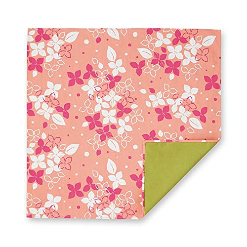 Image of IPPINKA Furoshiki Furoshiki Multi-functional Bag, Reversible Design, Small Flower Pattern, S Size, Pink x Green
