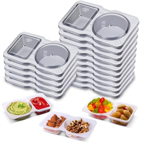15-Sets-Snack-Containers-Reusable-Double-Compartment-Condiment-With-Lids-2-Portion-Snack-Containers-Sauces-Dip-Disposable-Box-to-Grab-and-Go-with-Prep-For-Adults-On-The-Go-For-Kids