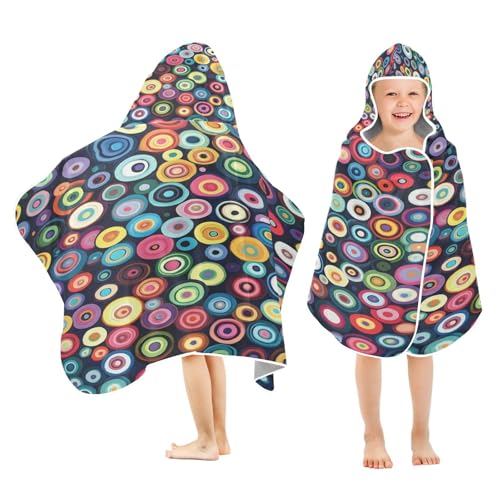 Kigai Colorful Dots Hooded Beach Towel for Kids Soft Absorbent Quick Dry Bath Towel with Hood Lightweight Toddler Shower Pool Bath Wrap for Boys Girls