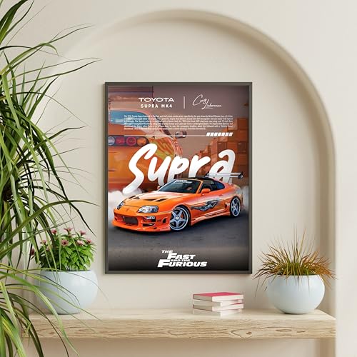 Image of Posternet TOYOTA Supra MK4 Wall Poster Frames | 12x18 inch | Fast and Furious Themed JDM Cars | Hanging Wall Artwork Frames for Living Room, Bedroom, Office and Etc
