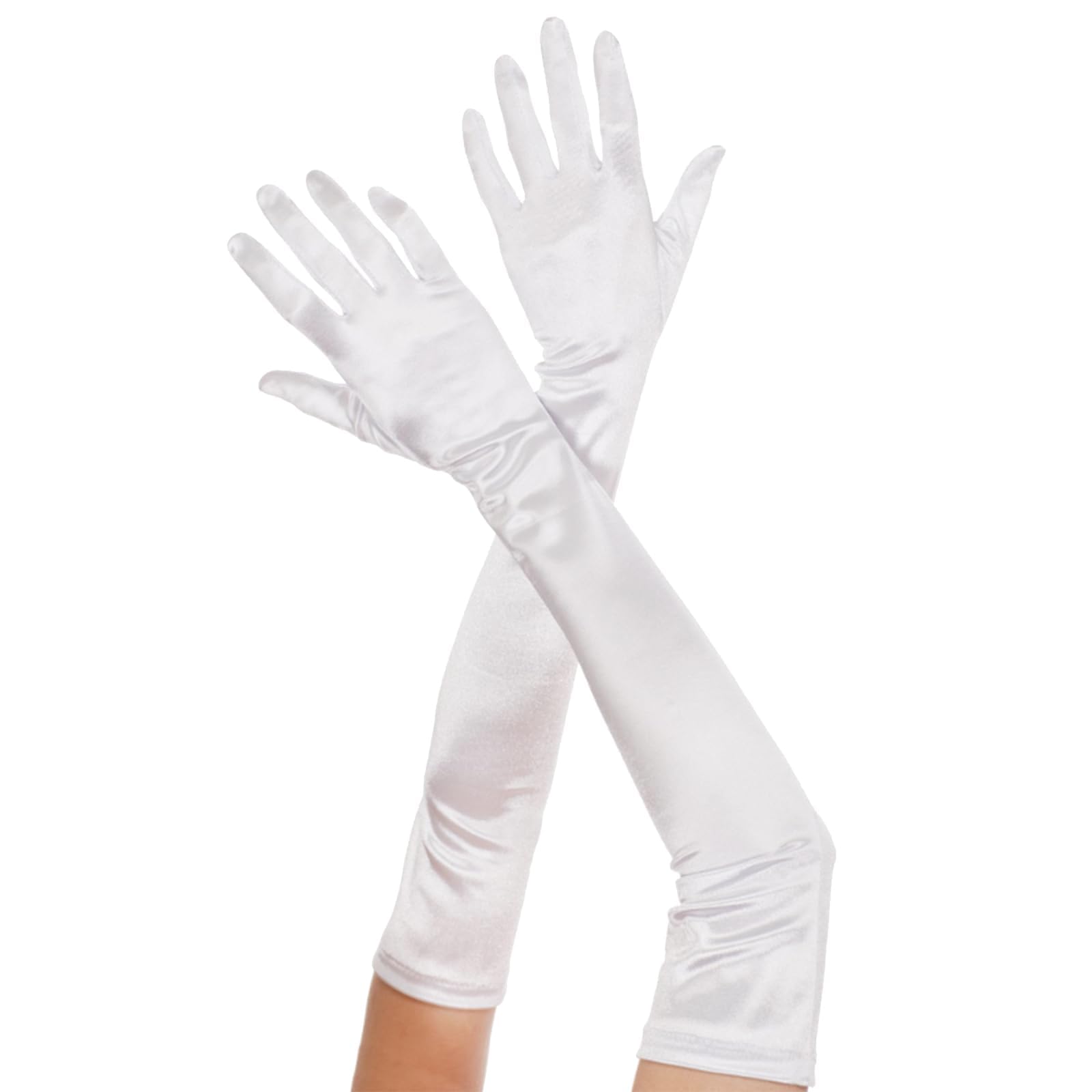 Tarini Long Gloves for Women, White Gloves, Women Accessories, Women's Long Fingerless Gloves, Stretchy Breathable Elbow-Length Gloves for Wedding Bridal, Evening Gown, Performance, Cycling-image-22
