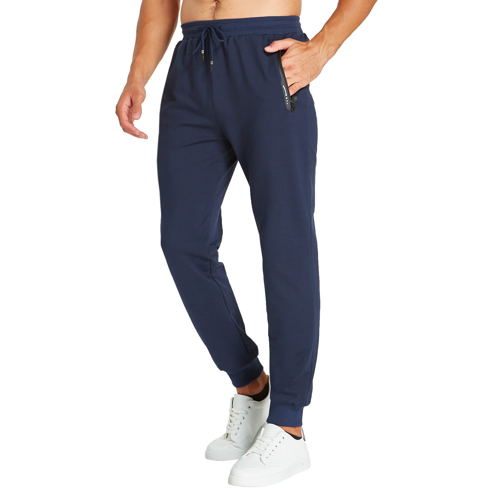 JustSun Jogginghose Herren Sporthose Baumwolle mit Reißverschlusstaschen