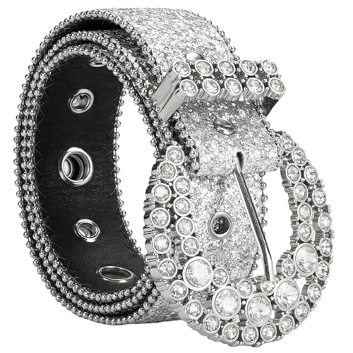 IZUS Rhinestone-Western-Belt for Women Sparkly-Glitter-Waist-Strap Cowgirl Belts for Jeans Pants Skirt Cowboy Country