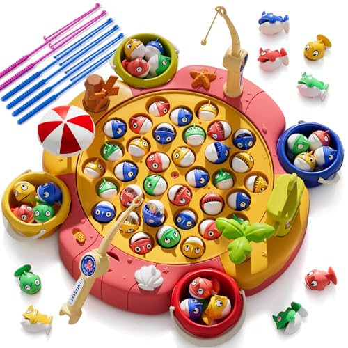 VEEVIFUN Fishing Game for Kids Rotating Fishing Games Toys for 3 4 5 6 Year Old Girls Boys Educational Sound Fishing Toys Birthday Gift for 5 6 7 8 Year Old Boy Girl Toddler