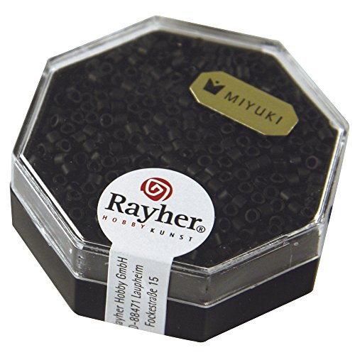 Rayher Delica - 14751576 - Perles de rocaille Miyuki - Noir métallisé mat - Diamètre : 2,2 mm -...