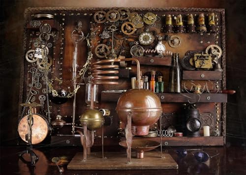 BELECO 7x5ft Fabric Vintage Steampunk Distiller Backdrop Ancient Gears Clock Steampunk Photography Background Steampunk Party Decorations Photo Booth Studio Props