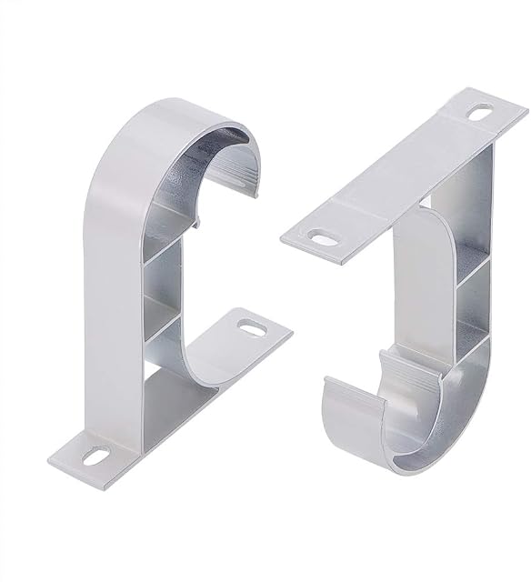 INCREWAY 1 Pair Of Curtain Rod Bracket, 2 Pcs Aluminum Alloy Top Mounting Window Drapery Ceiling Hanging Holder Curtain Rod Support - White