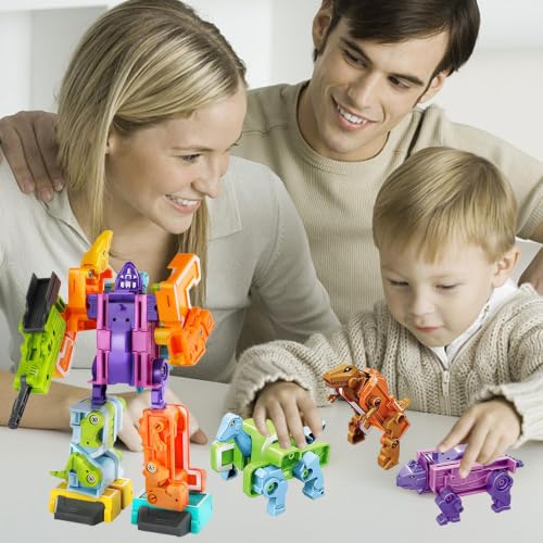 Dinosaurio robot niño rey y juguetes de bloques numéricos transformables para preescolar 4