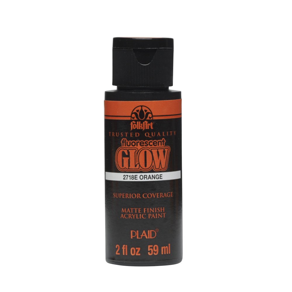 FolkArt 2 Oz Fluorescent Glow-Orange Acrylic Paint, 2 fl oz