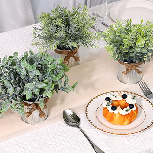 Cewor 3 Pack Lightweight Potted Artificial Plants Faux Eucalyptus Desk Fake Potted Plants In Rustic Rectangular Pots Table Centerpiece For Home Decor Office Bathroom Desk Room Greenery Decor Or Gift #TOP6