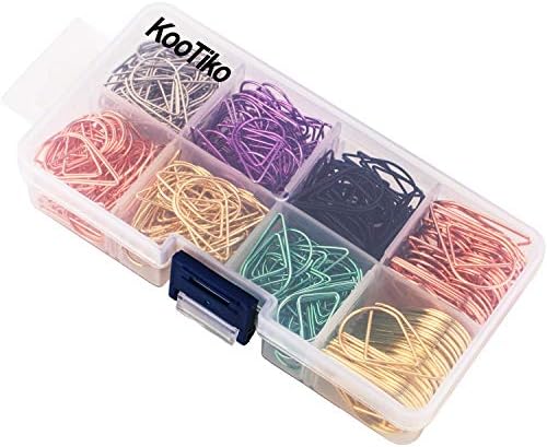 KOOTIKO Multicolor Cute Paper Clips Assorted Sizes Smooth Stainless Steel Drop-Shaped Paperclips Large and Small for Office Supplies Wedding Women Girls Kids Students, 300 Pack
