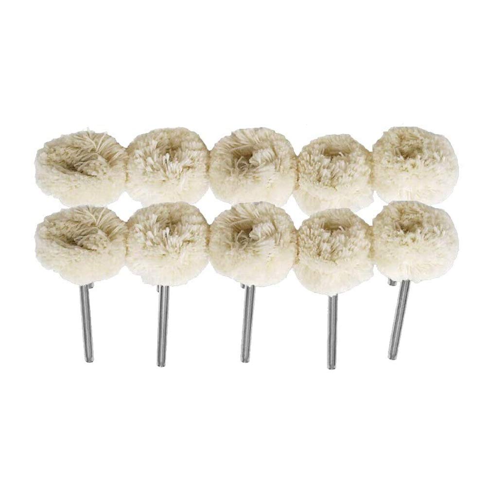 Machswon White+Silver 10 Pcs Wool Polishing Wheel Felt Buffing Rotary Drill Polishing Bit Kit 25Mm