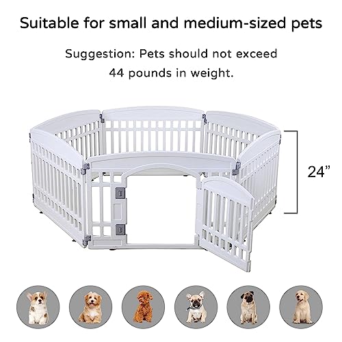 Pet Playpen for Dogs Heavy Plastic Puppy Exercise Pen Indoor Outdoor Small Pets Fence Puppies Folding Cage 6 Panels for Puppies and Small Dogs House Supplies (White 6*Panel) - Thumbnail 6