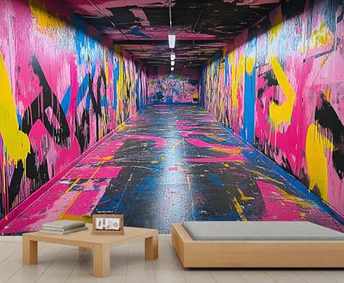 LEPUICI Graffiti Metro Station Wall Mural, Urban Graffiti 3D Wallpaper, Street Art Mural for Boy Living Room Bedroom TV Background Hotel Bar Decor - 59" W x 39.4" H