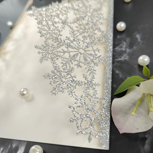 JOACHUUY 20 sets glitter snowflake invitations,laser cut wedding invitations,DIY wedding invitations,invitation card pocket envelop for all occation by JOACHUUY - Used condition - Image 3
