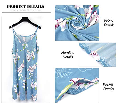 Image of MISFAY Women's Summer Spaghetti Strap Casual Beach Cover Up Dress with Pockets