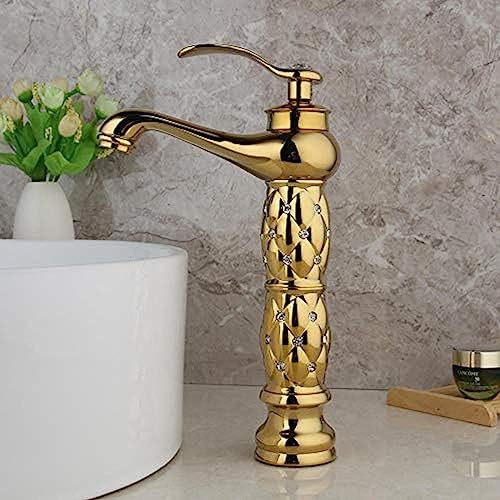 Monomando de lavabo con control preciso de agua caliente y fría en oro