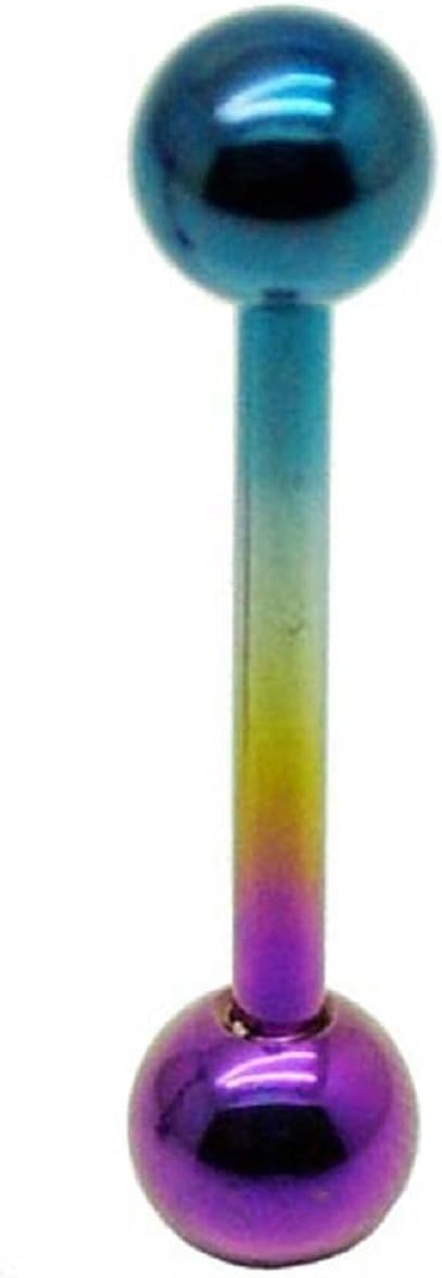 Aremika 12mm Titanium Tongue Bar Rainbow Finish