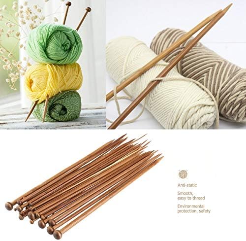 Knitting Needles Set with 18 Sizes Bamboo Single Pointed Knitting Needles 2.0mm 2.25 mm/2.5mm2.75mm 3.0mm/3.25mm/3.5mm/3.75mm 4.0mm/4.5mm/5.0mm/5.5mm/6.0mm/ 6.5mm/7mm/8mm/9mm/10.0mm 25CM
