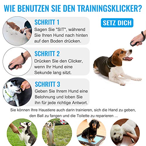 Diyife 4 Stück Hunde Clicker, Multi-Color Trainings-Clicker mit Handschlaufe, Klicker mit Großem Knopf, Hundeerziehung und Hundetraining, für Hund, Katze, Pferd (Cyan + Blau + Schwarz + Weiß)