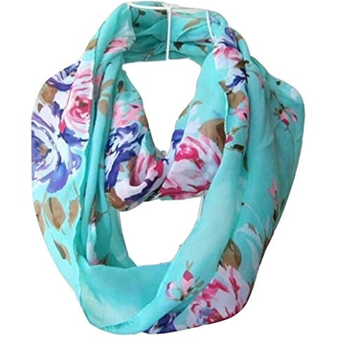 Tapp C. Multicolor Floral Print Infinity Scarf - Cyan Cover