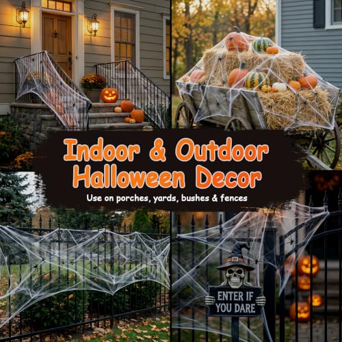 Halloween 55sqft Glow Cobweb 30in Giant Hairy Spider with 20 Small spiders | Hairy Black Spider Spooky Set Giant Scary Fake Haunted House Prop for Yard Lawn Party, Indoor Outdoor Halloween Decor - image 7
